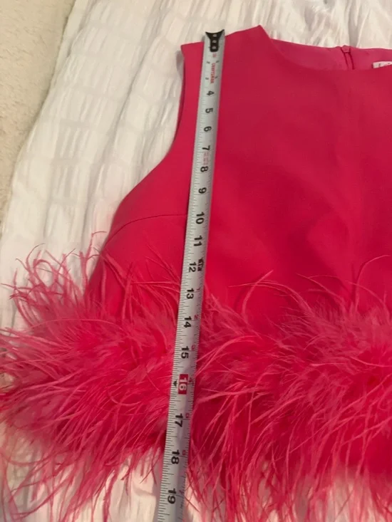 La’Ros Pink Feather Trim Crop Top NWT size large - Picture 5 of 9
